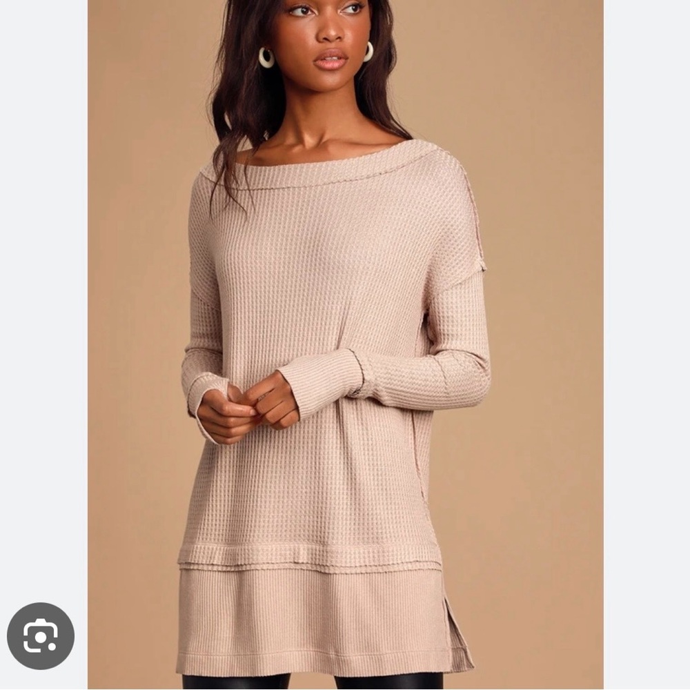 Free People North Shore Beige Thermal Tunic Top